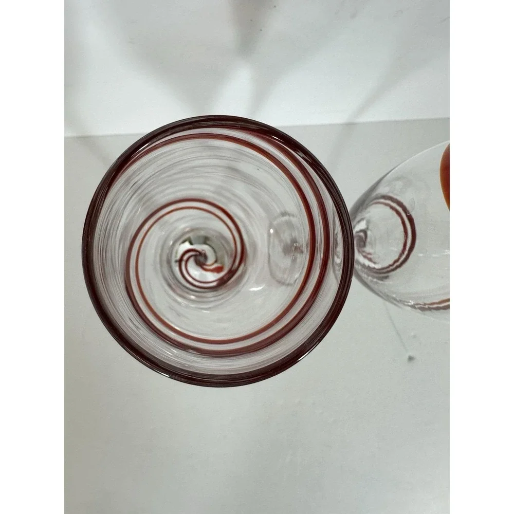 Pier 1 Champagne Glasses Double Swirl Red ~10